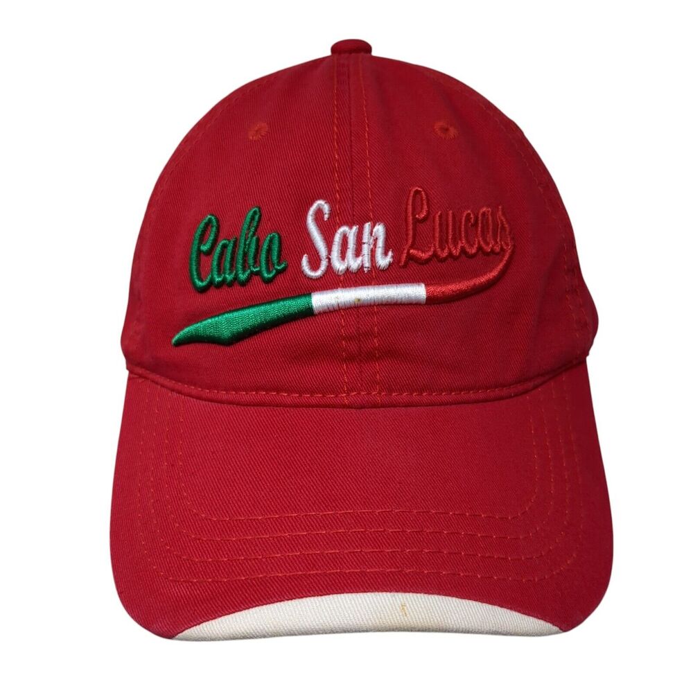 Cabo San Lucas Slideback Hat Red One Size Adjustable Embroidered Explosion Caps